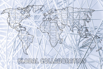 global collaborations, jigsaw puzzle world map