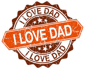 Obraz premium i love dad orange round grunge stamp on white