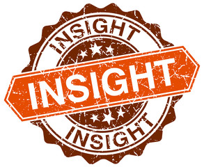 insight orange round grunge stamp on white