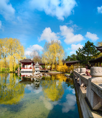 Fototapeta na wymiar Formal Chinese garden in Spring