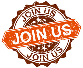 Obraz premium join us orange round grunge stamp on white