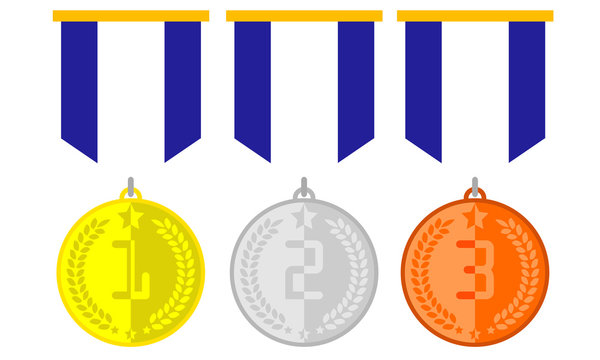 Medals Champion Rank Icons Set Clipart
