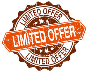 limited offer orange round grunge stamp on white