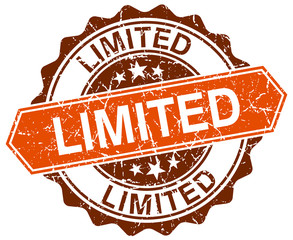 limited orange round grunge stamp on white