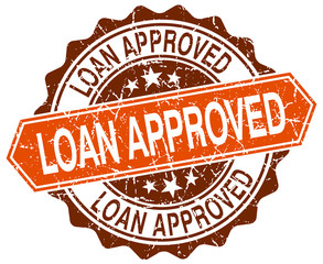 Obraz premium loan approved orange round grunge stamp on white