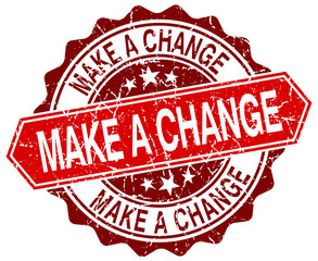 make a change red round grunge stamp on white