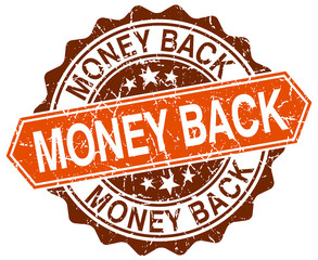 money back orange round grunge stamp on white
