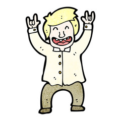 cartoon office man celebrating