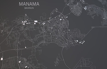 Manama mappa, Bahrain vista satellitare