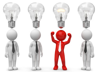 3d Männchen rotes Männchen mit Idee