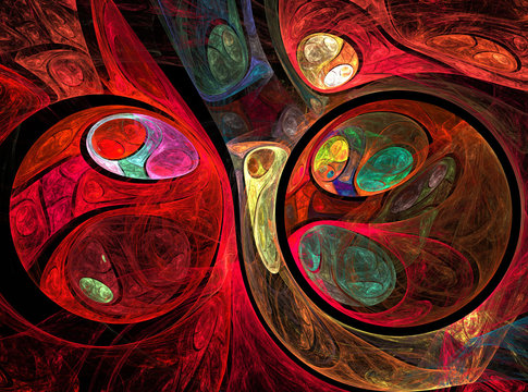 Fototapeta Abstrakcjonistycznego fractal czerwone piłki, tło