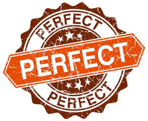 perfect orange round grunge stamp on white