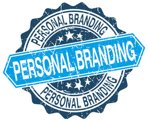 Fototapeta premium personal branding blue round grunge stamp on white