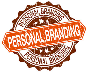 personal branding orange round grunge stamp on white