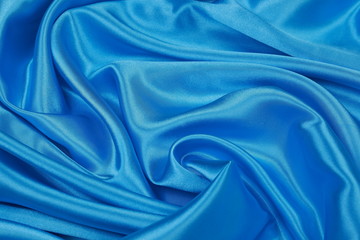 Blue Silk cloth of wavy abstract background