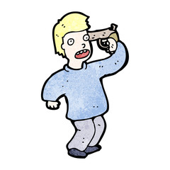 cartoon man with gun to head