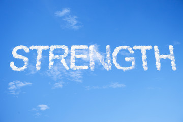 Strength a cloud word on sky