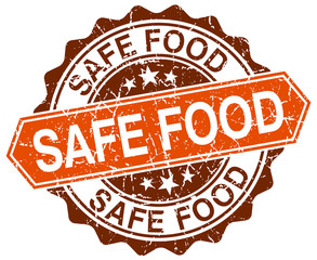 safe food orange round grunge stamp on white