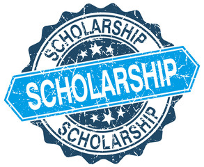 Obraz premium scholarship blue round grunge stamp on white