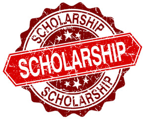 scholarship red round grunge stamp on white