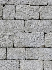 Dry wall made of hand cut granite stones