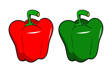 A hand drawn vector illustration of fresh Bell Peppers, isolated on a white background.