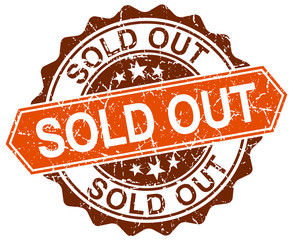 sold out orange round grunge stamp on white