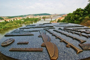 Схема мостов на реке Влтава в Праге - obrazy, fototapety, plakaty