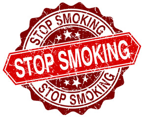 stop smoking red round grunge stamp on white