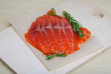 Sliced salmon