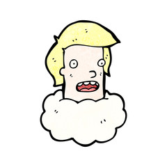cartoon man with head in clouds