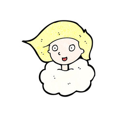 Obraz premium cartoon girl with head in clouds