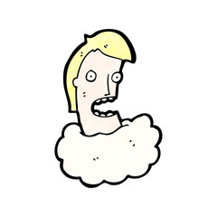 cartoon man with head in clouds
