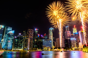 Singapore Cityscape at night , Singapore - 17July 2015