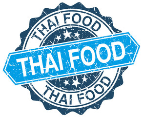 Obraz premium thai food blue round grunge stamp on white