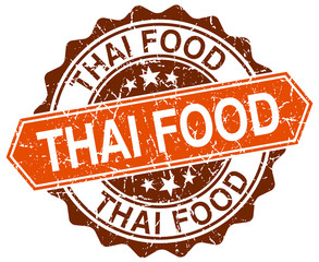 Obraz premium thai food orange round grunge stamp on white