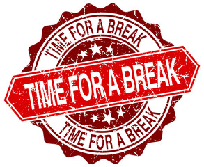 time for a break red round grunge stamp on white