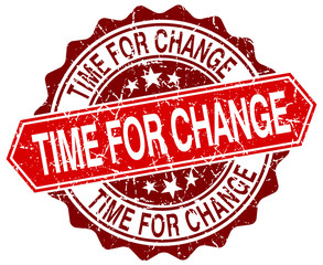 Obraz premium time for change red round grunge stamp on white