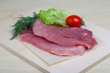 Raw pork schnitzel