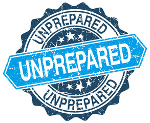 unprepared blue round grunge stamp on white