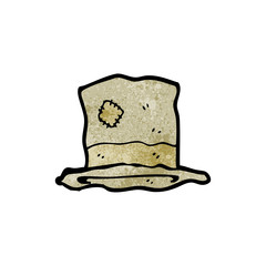 cartoon old battered top hat