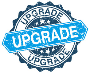 Fototapeta premium upgrade blue round grunge stamp on white