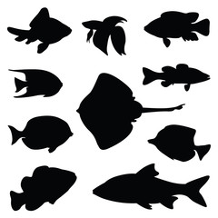 fish silhouette illustration set