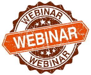 Obraz premium webinar orange round grunge stamp on white