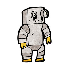 cartoon sad little robot