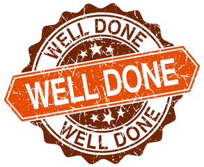 Obraz premium well done orange round grunge stamp on white