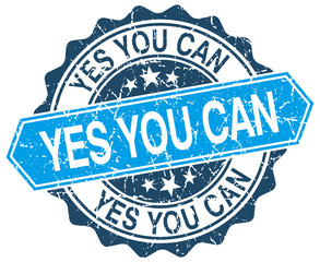 yes you can blue round grunge stamp on white