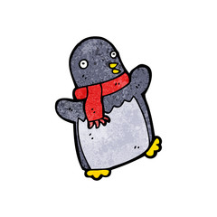 cartoon penguin wearing scarf