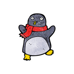 cartoon penguin wearing scarf