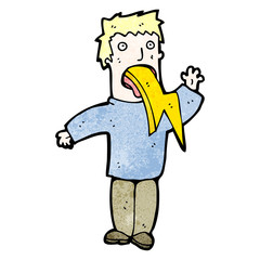 cartoon man spitting lightning